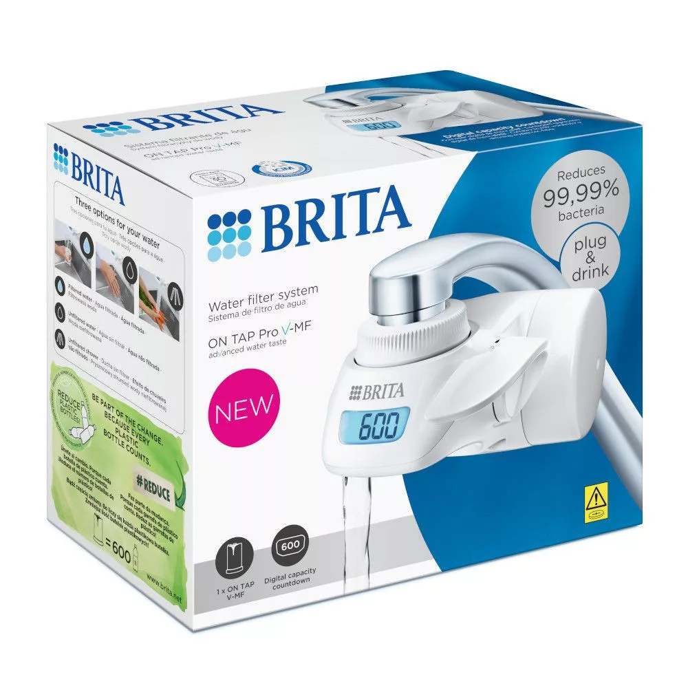 Brita On Tap Pro V-MF Tap Water Filter System with LCD Display, White