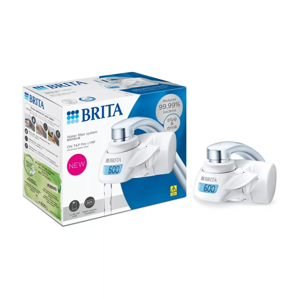 Brita On Tap Pro V-MF Tap Water Filter System with LCD Display, White